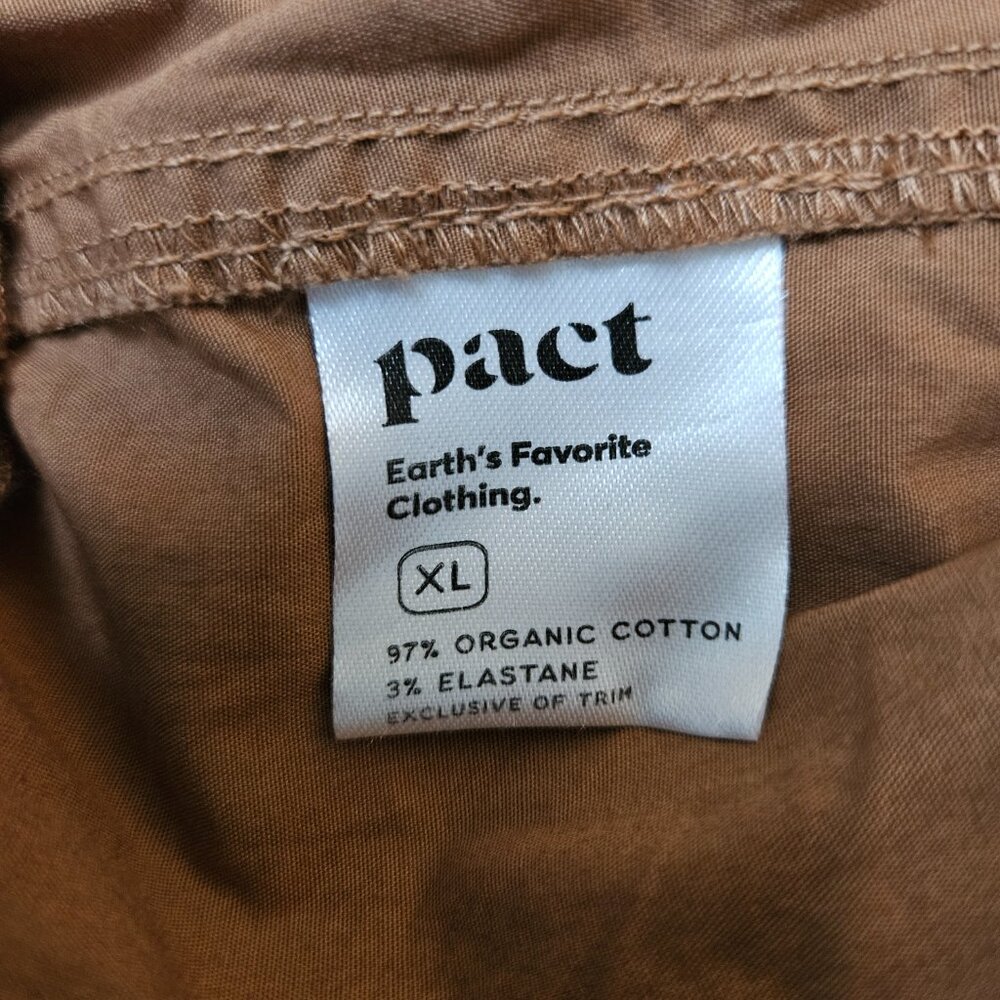 pact Organic Stretch Poplin Jogger Pants XL Brown Sugar Casual Pull-On Stretch - Picture 8 of 9